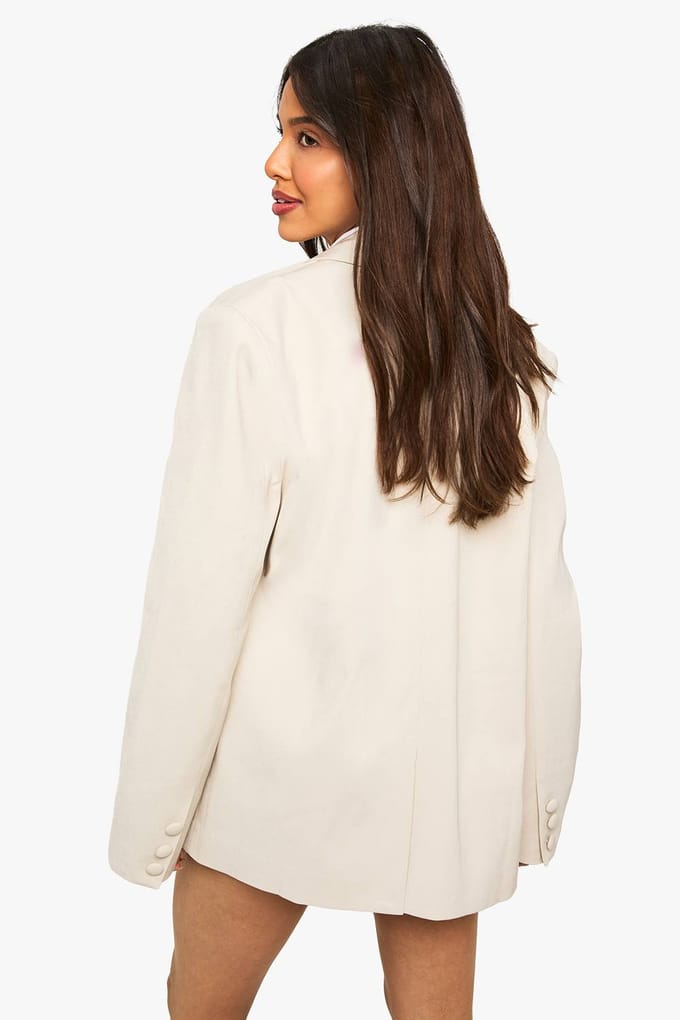 boohoo Dames Dubbelreversed oversized getailleerde blazer | Ecru | Maat: 40