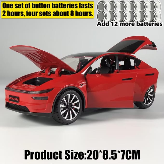 1:24 Model Y Facelift Off Road SUV Legering Metaal Diecast Modelauto Geluid & Licht Pull Back Kinder Speelgoed Verzamelingen Verjaardagscadeau