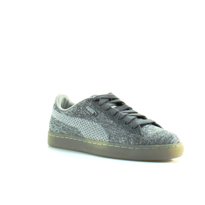 Puma Basket Knit Metallic Zilver Textiel Heren Lace Up Trainers 363087 01