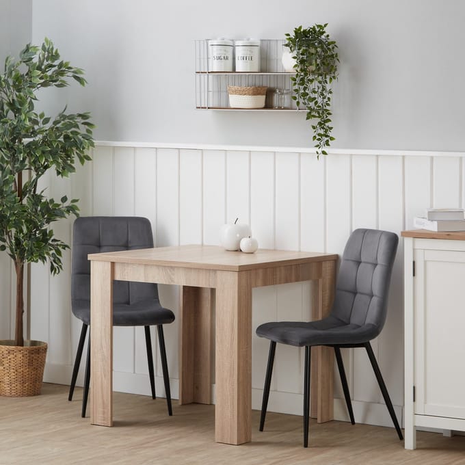 Homestyle4u Eethoeken - 80x80 cm - met 2 stoelen - Eettafel - Grijs Keukentafel
