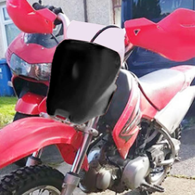 Plaque d'immatriculation avant de moto Plaque d'immatriculation en plastique robuste haute performance pour CRF70 Noir red