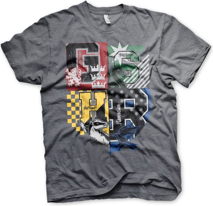 Harry Potter Heren Tshirt -M- Dorm Crest Grijs
