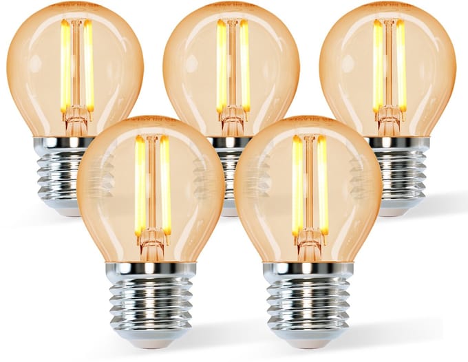 Aigostar 10PKM - G45 LED Filament lamp - Ø 4,5 cm - E27 fitting - 2200K - 4W - Amber - Set van 5 stuks