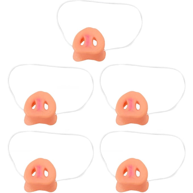 Lot de 5 nez de cochon avec bande élastique pour ajouter de l'authenticité, accessoire de costume mignon pour animal beige