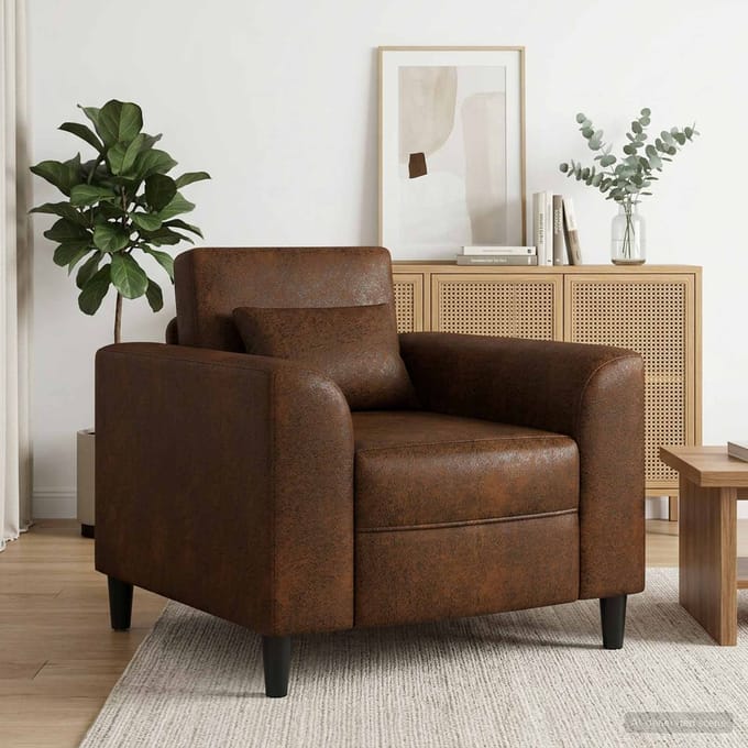 vidaXL - Fauteuil - Bruin - Kunst - Suède - Leer