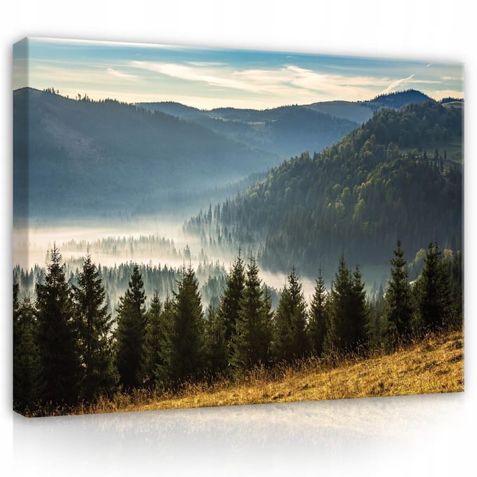 WALLARENA - Canvas schilderij - 100x70 cm - Berglandschap met natuur en bos