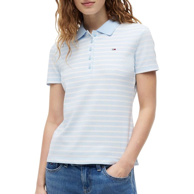 Tommy Hilfiger Slim Essential Kingly Blue/stripe Größe: L | Poloshirts Outlet | Damen | Blau