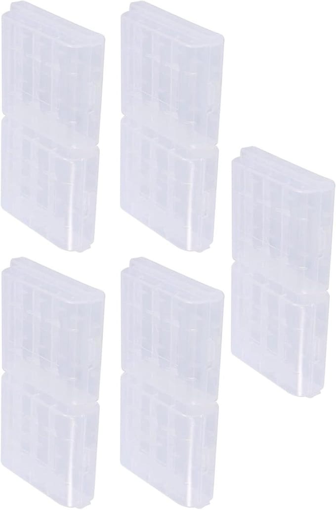 Batterijhouder Transparant - Batterij Organizer - Batterijen Opslaan - Anti-Slip Groeven - 10 Stuks - Wit