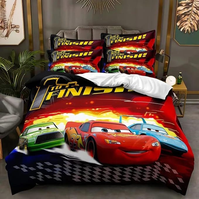 Cartoon Auto's Beddengoed Set Lightning McQueen Dekbedovertrek Jongens Beddengoed Beddengoed Cadeau voor Kinderen AU Double(180*210cm)3pcs