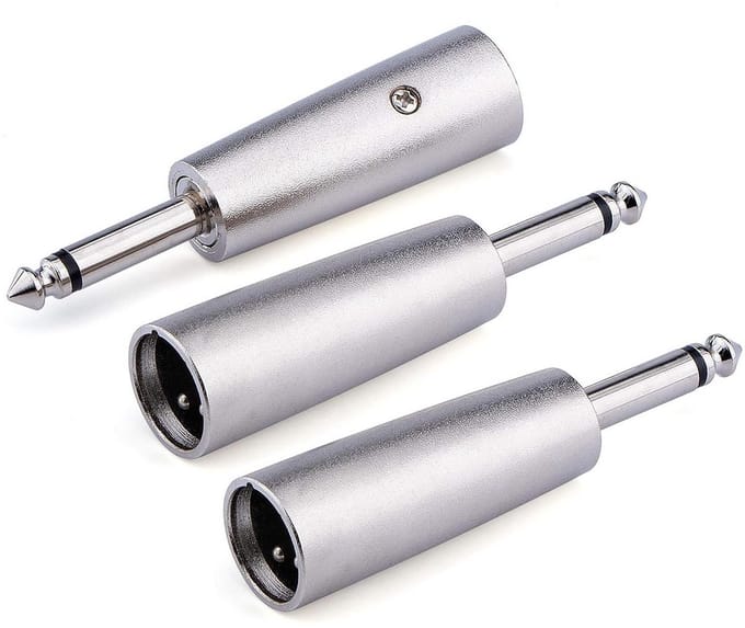 1/4 Inch TS naar XLR Mannelijk Adapter - 3 Stukken