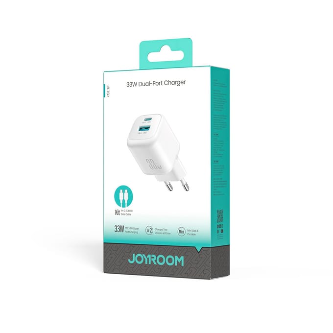 Netlader met USB-C-kabel Joyroom JR-TG7, 33W, 3A, 1 x USB-A - 1 x USB-C, Wit