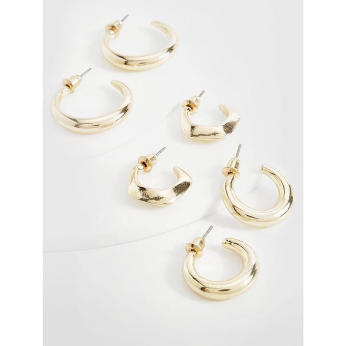 boohoo Dames Chunky Gouden Multipack Oorbellen