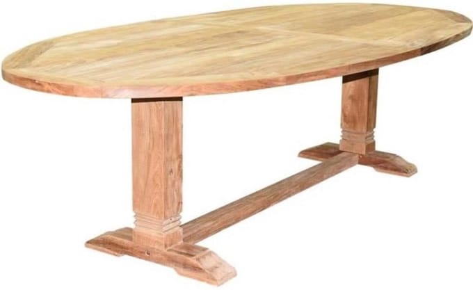 Ellips dining tuintafel 280x130xH77 cm teak 12x12 poot