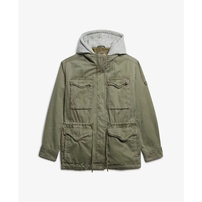 Superdry - Military jas van jersey met capuchon - Dames - Buitenjassen