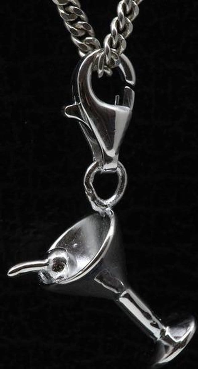 Zilveren Coctail glas hanger én bedel