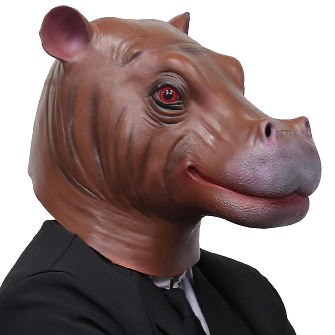 Eenvoudig en eerlijk nijlpaardmasker cos grappig dierenmasker One Size bruin