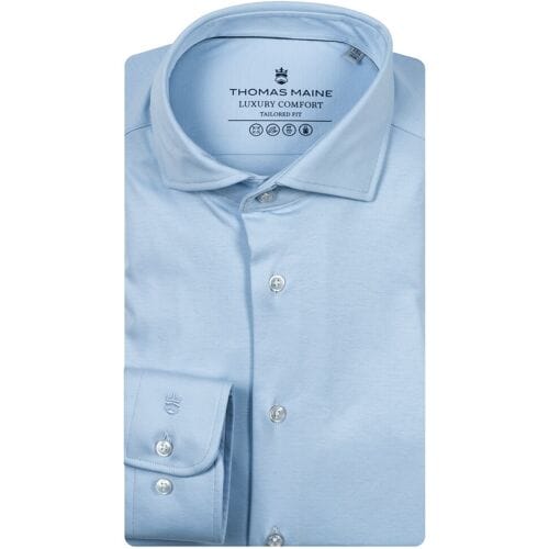 Thomas Maine Overhemd Roma Modern Kent Soft Liquid Cotton Licht Blauw / male