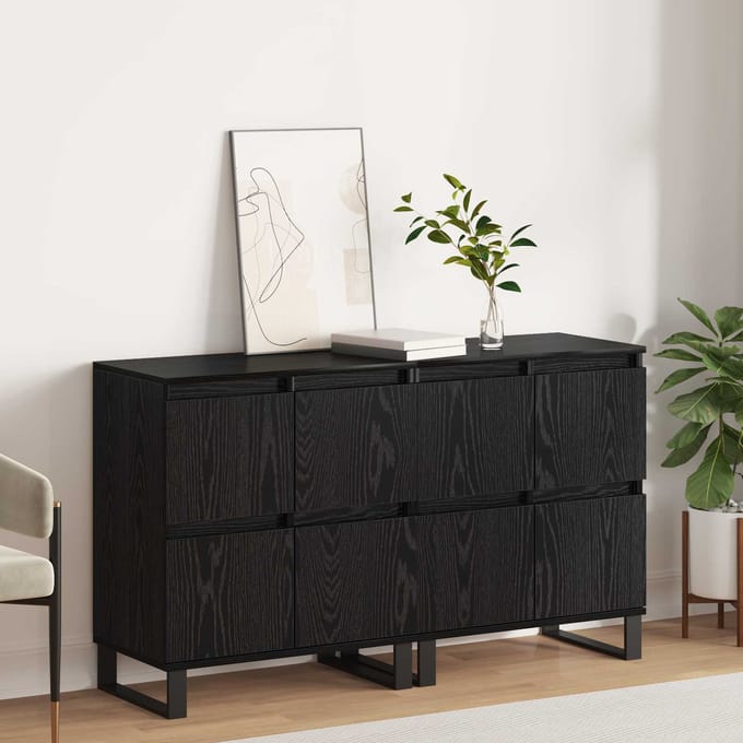 vidaXL - Dressoir - 2 - st - Zwart - Eiken - 60 - x - 35 - x - 70 - cm