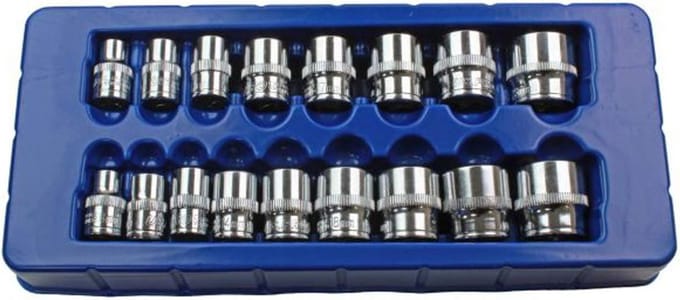 Doppenset Metrisch - Dopsleutel Set - Auto Onderhoud - 17 Delig - 3/8 Inch - Zilver