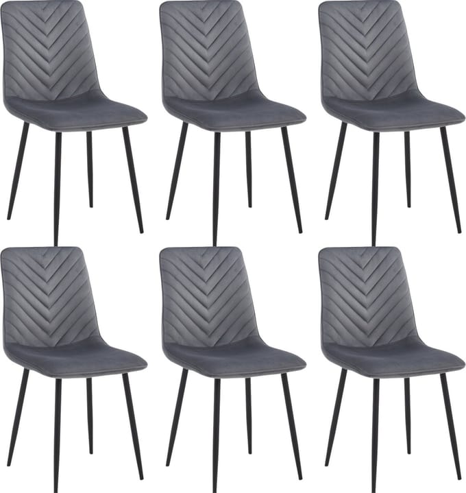 Colenis® - Senny Eetkamerstoel - Set Van 6 - Grijs - Fluweel - Velvet - Industrieel - Eetkamerstoelen