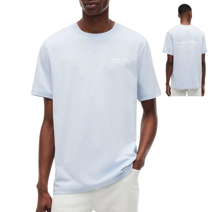 Tommy Hilfiger Nautical Back Graphic Breezy Blue Taglia: L | Magliette basic Outlet | Uomo | Blu