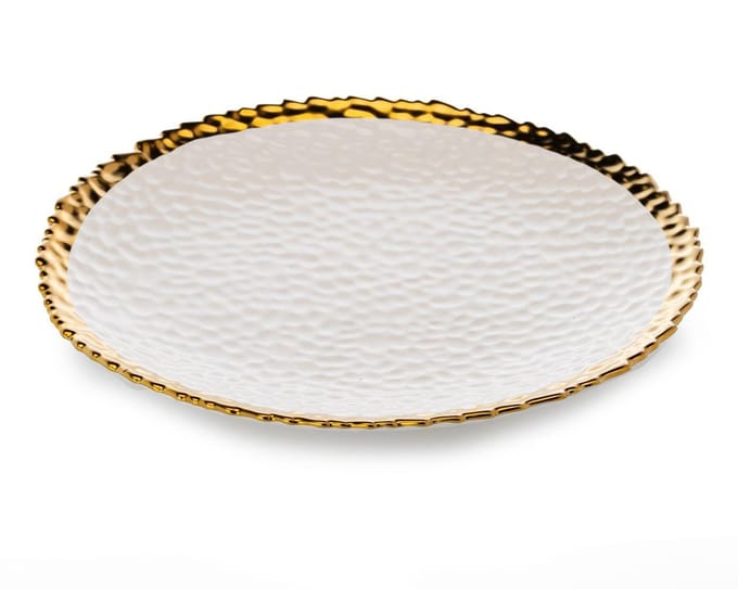HowHomely KATI - Bordje - 25 cm - Wit en Goud - Moderne Rand