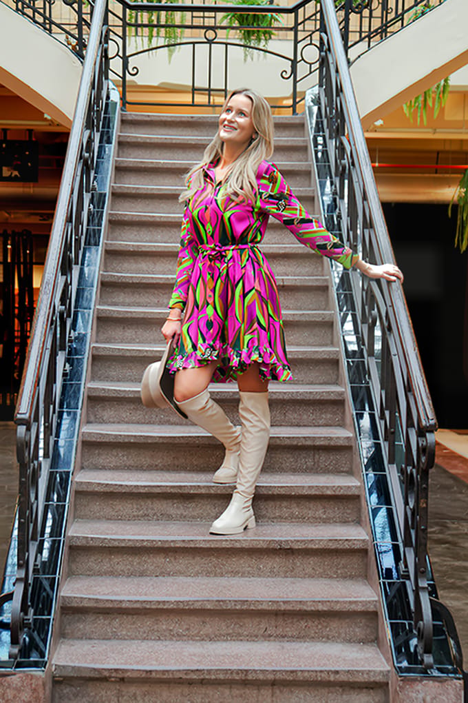 Mucho Gusto Dress Dusseldorf Pink Maat: S | Blousejurken Outlet | Dames | Roze