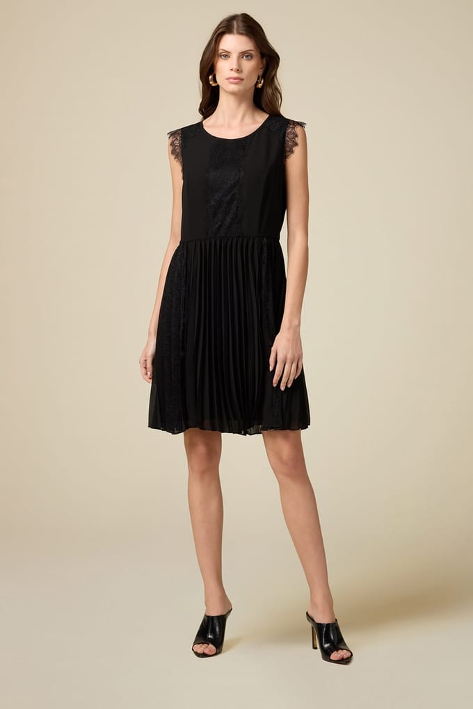 Oltre Short Dress With Lace Inserts Black Größe: 42 | Minikleider Outlet | Damen | Schwarz
