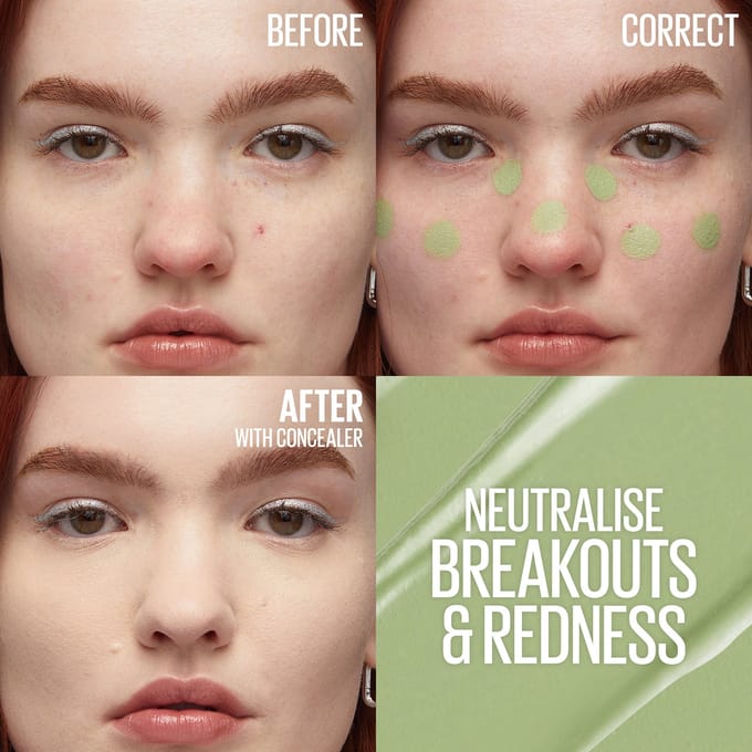 Maybelline Instant Eraser Concealer - Onfeilbare kleurcorrectie - Houdt tot wel 12 uur - Green - 26 ml