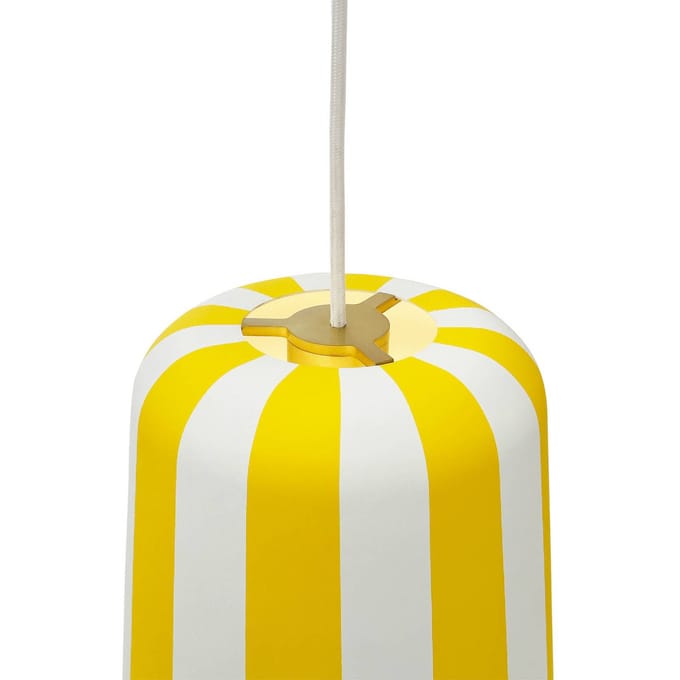 Dyberg Larsen Gry hanglamp, geel/wit, Ø 20 cm, metaal