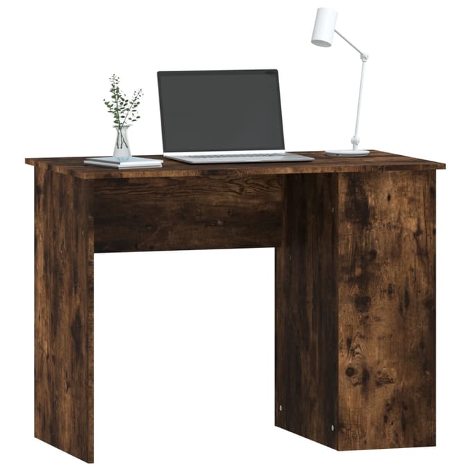 vidaXL - Bureau - 100x55x75 - cm - bewerkt - hout - gerookt - eikenkleurig