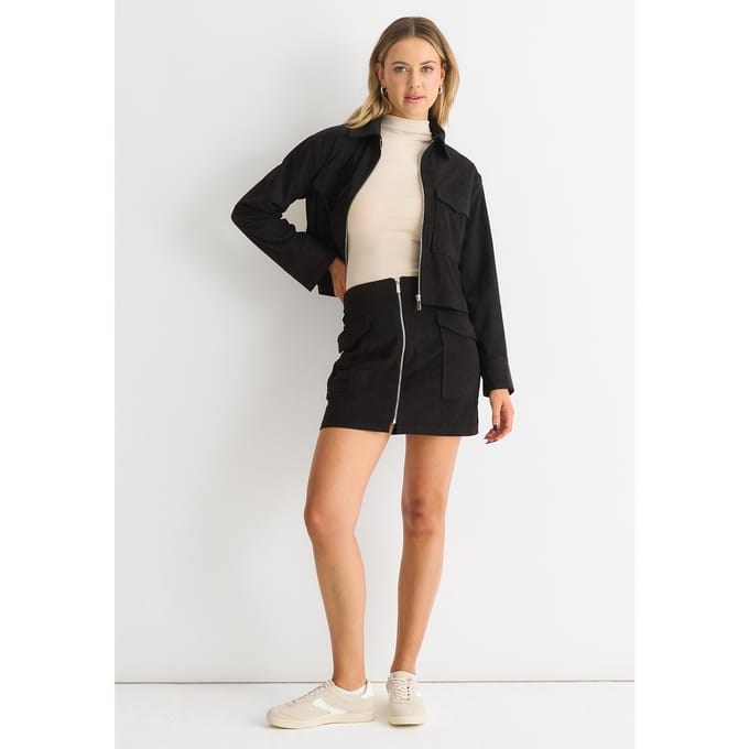 Koord Zip Up Boxy Jas
