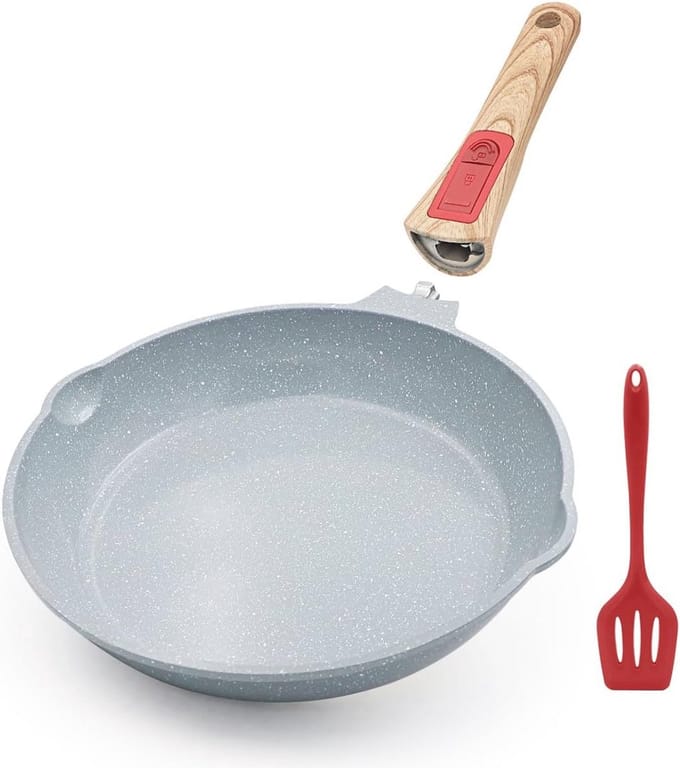Keramische koekenpan 25 cm met antiaanbaklaag en afneembaar handvat