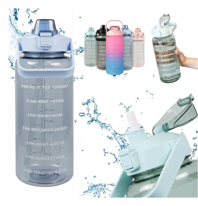 Bimberek - Drinkfles - Motivatie - 2L - Sport - Met Rietje