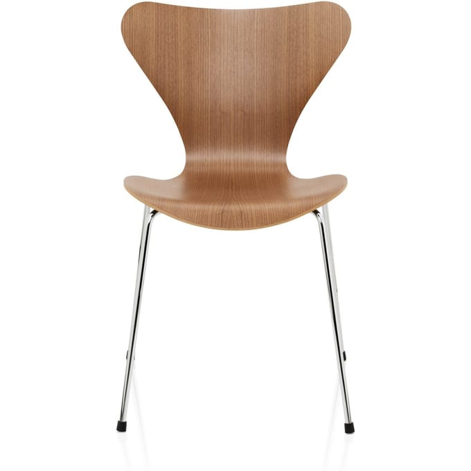 Fritz Hansen - Serie 7 3107 stoel - natuurlijk fineer - verchroomd - Walnoot - bruin