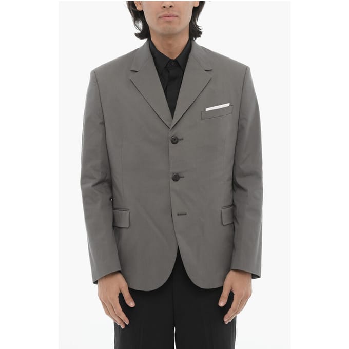 Zijsplitten, revers met klep, 2-knoops blazer in grijs