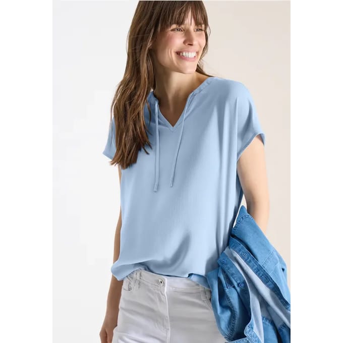 Blouse met korte mouwen en structuurmix