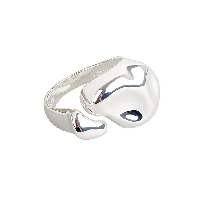 Metalen Onregelmatige Holle Bolle Open Ring zilver