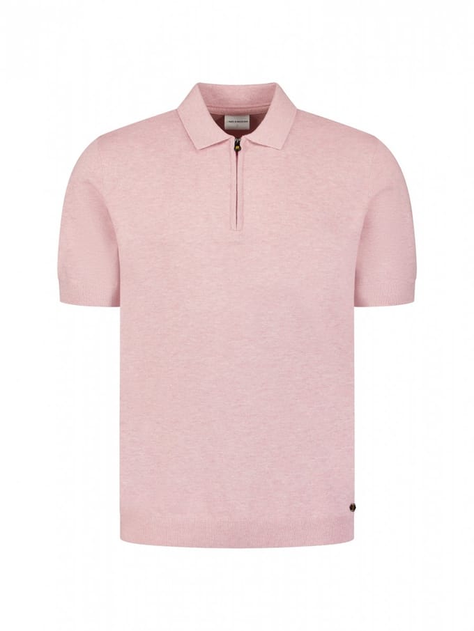 No Excess Pullover short sleeve polo zip mela light mauve