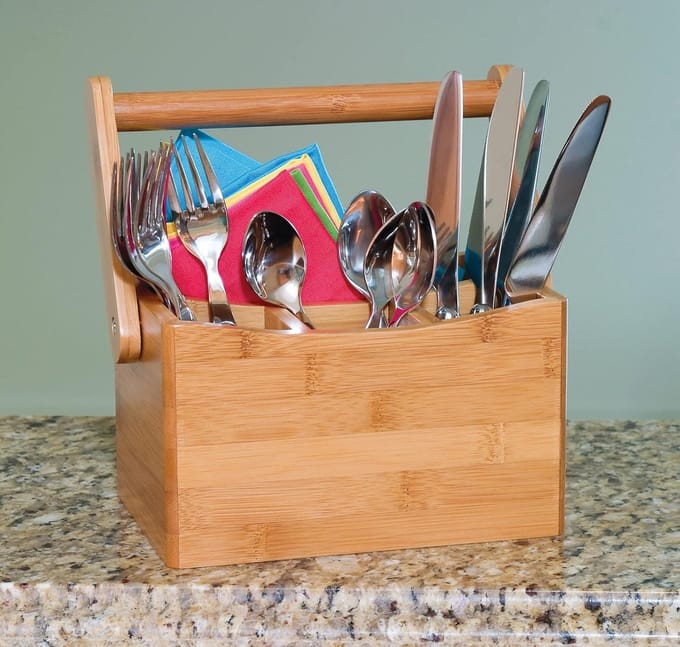 Content in HTML - Bamboe Flatware Houder met Swinging Handvat van Lipper International