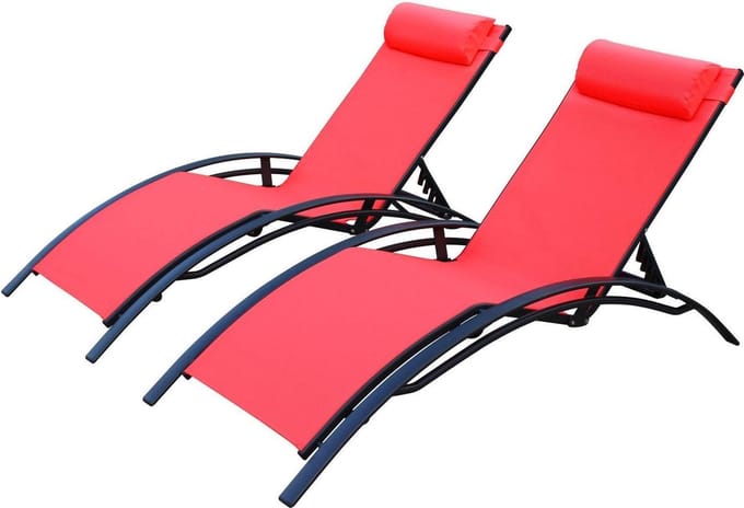 sweeek - Set van 2 aluminium en textileen ligbedden - louisa
