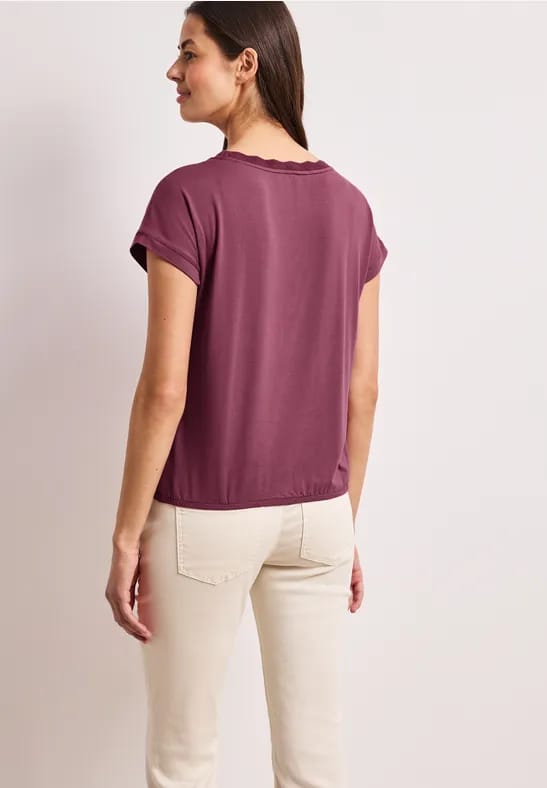 Shirt met ronde hals en decoratieve tape