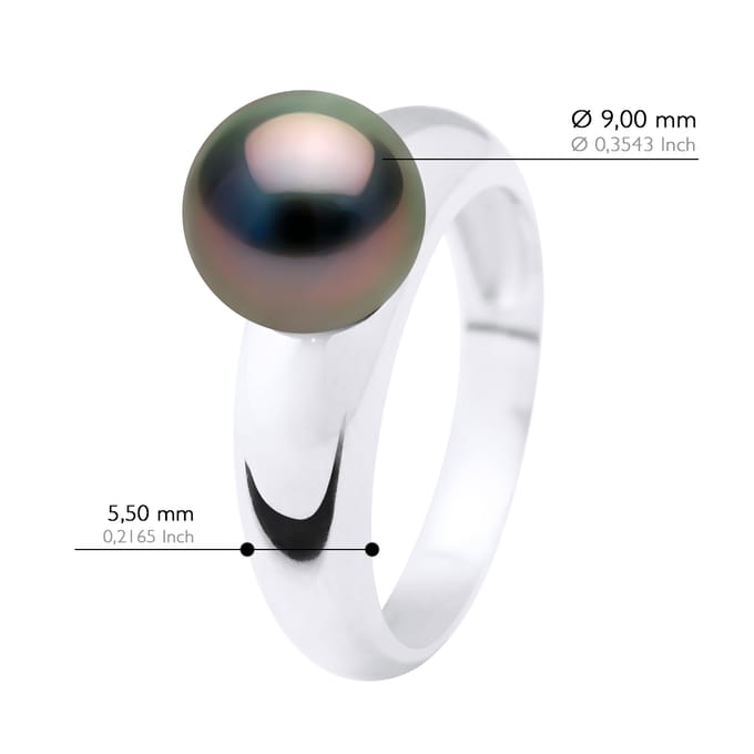 Ring Groot - Echte Gecultiveerde Tahiti Parels Rond 9-10 mm