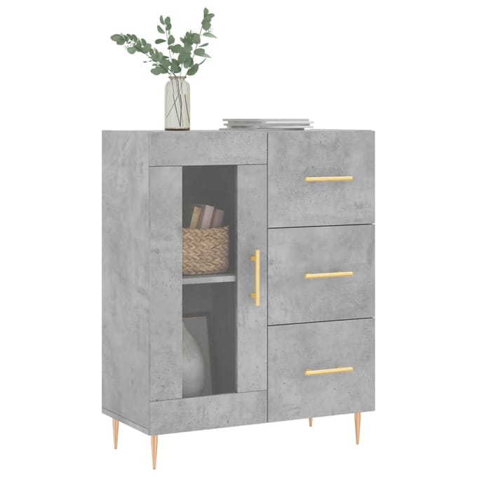 vidaXL Dressoir 69,5x34x90 cm bewerkt hout betongrijs