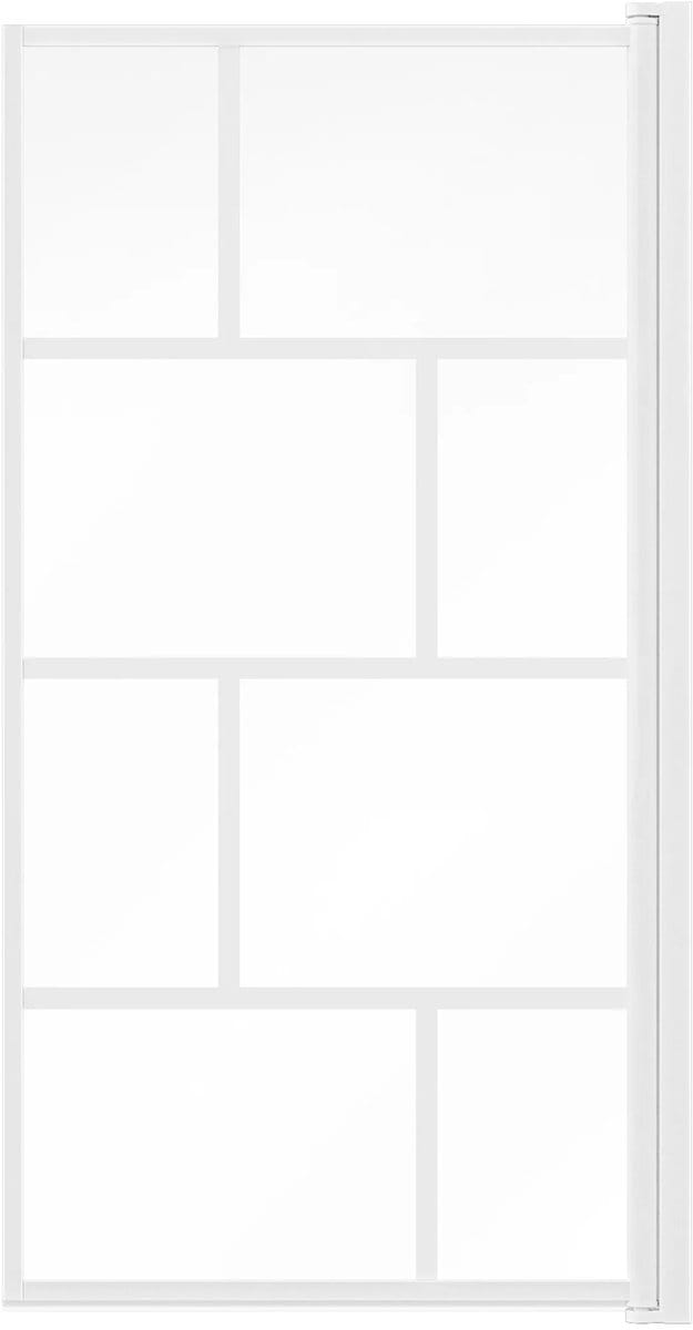 Vente-unique Industriële draaibare badwand - 70 x 140 cm - Mat wit - Glas - RIVANON