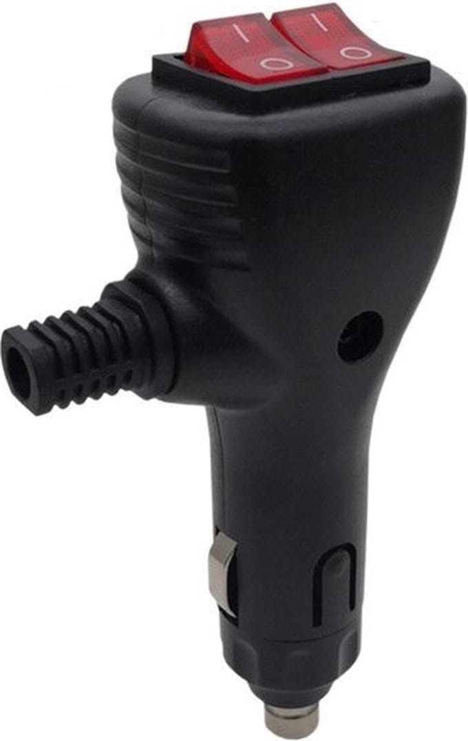 Sigarettenplug - Met twee ON-OFF schakelaars - Rood - 12 / 24V