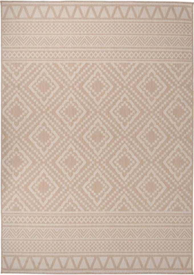 vidaXL - Buitenkleed - met - patroon - platgeweven - 140x200 - cm - bruin