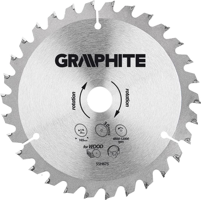 Graphite Cirkelzaagblad Voor Hout 165x20x30