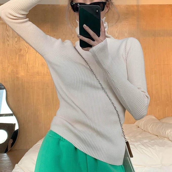 Turtleneck Truien Dames Herfst Winter Hoge Hals Pullover Trui Effen Lange Mouw Plus Size Slanke Gebreide Trui Basic Tops Dameskleding S gray