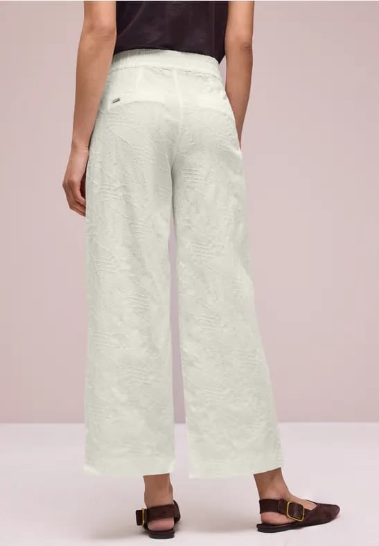 Wide Legs broek met borduurpatroon